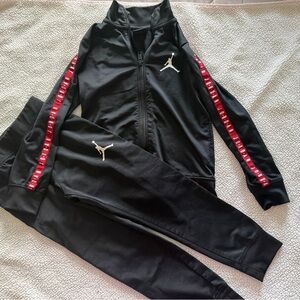 Jordan Kids Black Tracksuit with Red Stripe and White Jumpman